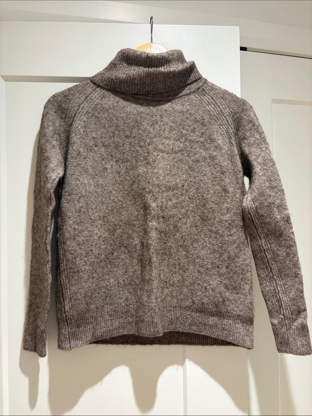 Muji Women's Taupe Turtleneck Wool-Blend Sweater
